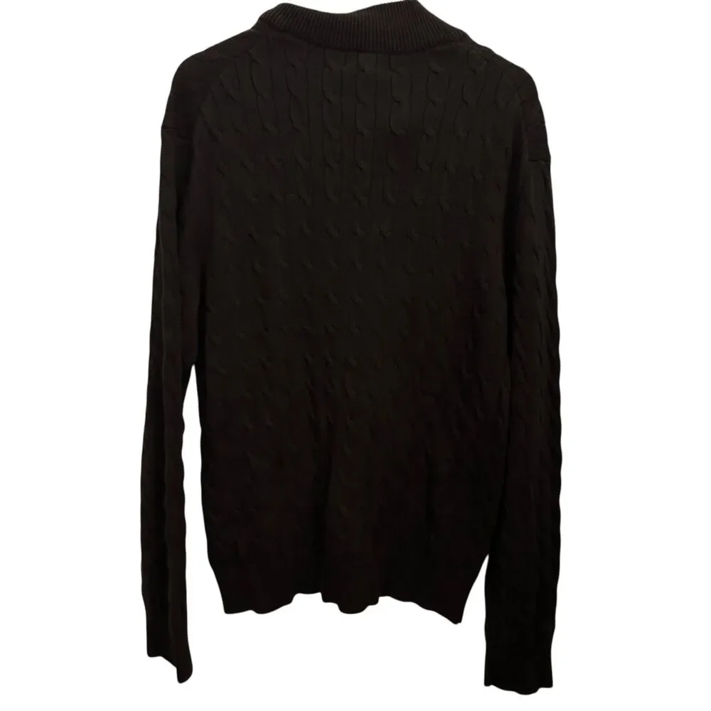 Banana Republic Men's Dark Brown 1/4 Zip Cotton Cableknit Sweater Size‎ XL